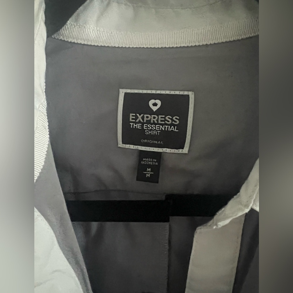 Express Essential Grey White Button Down Shirt Si… - image 3